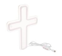 MUELODSIC Lámpara de Neón Cruz de Jesús LED Fría 29×20 Cm Acrílico para Decoración de Pared Religiosa, Luz Nocturna Espiritual para Dormitorio, Bodas y Celebraciones Religiosas