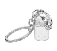 MUELODSIC Llavero con Dije de Calavera Gótico, Urna de Vidrio para Cenizas de Mascota, Recuerdo Conmemorativo Portátil, Vial Seguro para Restos, Accesorio Memorial para Gatos y Perros