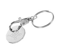 MUELODSIC Llavero de Carrito de Compras Ficha de Acero Inoxidable, Colgante Metálico Plateado, Soporte Práctico para Monedas, Accesorio Portátil para Supermercado, 1 Pieza