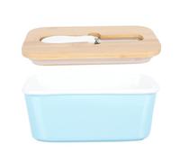 MUELODSIC Mantequera Rectangular de Cerámica para Encimera Caja para Mantequilla 600 Ml con Tapa Hermética y Espátula Recipiente para Queso Fresco y Aperitivos Cocina o Refrigerador