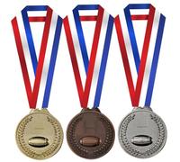 MUELODSIC Medallas de Recompensa para 3 Piezas Metal Rugby Medallas Deportivas Oro Plata Bronce Cinta para Competición Escolar y Premios Infantiles