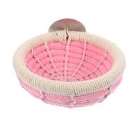 MUELODSIC Nido de Pájaro Tejido a Mano de Cuerda de Algodón, Nido Pequeño para Cría, Color Rosa con Anillo Claro, Casa para Colibrí y Periquitos, Accesorio para Jaulas de Aves Domésticas