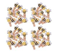 MUELODSIC Pinzas de Madera con Forma de Abeja 50 Unidades Mini Clips Decorativos para Manualidades y Fotos con Cuerda de Yute Multiusos para Sellar Bolsas y Fiestas Infantiles
