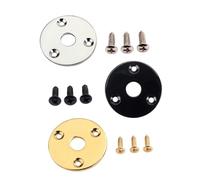 MUELODSIC Placa de Conector Jack Redonda Dorada para Guitarra Eléctrica Placa Metálica Indentada Tornillos Repuesto Resistente y Fácil de Instalar