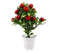 MUELODSIC Planta Artificial Maceta Manzanas Simuladas Bonsái Decoración Hogar Mesa Escritorio Verde Realista