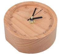 MUELODSIC Reloj de Mesa de Madera de Haya Redondo Silencioso, Pequeño Reloj de Sobremesa sin Pilas para Dormitorio, Diseño Minimalista y Moderno para Decoración del Hogar