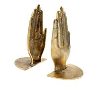 MUELODSIC Soporte de Libros Metálico Vintage Forma de Mano Sujetalibros Decorativo Multifuncional para Oficina y Hogar de Diseño Duradero y Estilizado Color Dorado Antiguo