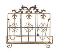 MUELODSIC Soporte para Libros de Cocina Vintage de Hierro Dorado con Cadena Gruesa, Soporte Metálico Estable y Funcional para Recetas, Estante Abierto 32x32x17 Cm, Atril Decorativo para Uso