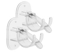 MUELODSIC Soportes Adhesivos para Barras De Cortina Sin Taladro, Clips Multiusos para Cañas Grandes Transparentes, Material Plástico y Caucho, Montaje En Pared, para Baño y Hogar, Juego De 2 Unidades