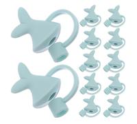 MUELODSIC Tapas de Pajita de Silicona Reutilizables Azul Diseño de Aleta de Pez, 12 Unidades de 8 Mm, Cubiertas a Prueba de Polvo para Pajitas de Beber en Casa, Oficina y Fiestas