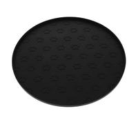 MUELODSIC Tapete de Alimentación Redondo para Mascotas Alfombrilla de Silicona Antideslizante con Borde Elevado Diseño de Huellas Negras y Compatible con Cuencos Estándar para Gatos y
