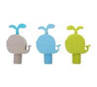 MUELODSIC Tapón para Botella de Vino de Silicona Diseño de Ballena y Delfín Set de 3 Unidades Gris 1 Azul 2 Sellado Hermético para Vino Tinto Accesorio Decorativo para Bar y Cocina
