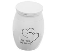 MUELODSIC Urna de Cenizas Funerarias Pequeña de Metal Color Claro 40x30 Mm Grabado Doble Corazón, Urna Decorativa para Cenizas Humanas y Mascotas, Recuerdo Memorial para Hogar