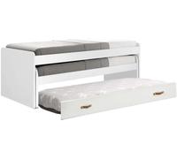 MueMue Cama triple aglomerado blanco con somieres 105x200cm