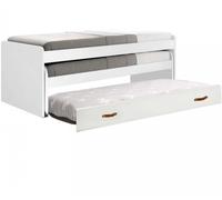 MueMue Cama triple aglomerado blanco + somieres y colchones 90x200cm