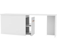 MueMue Escritorio con zapatero 110 blanco cuero 76,5x242x45