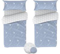 MueMue Fundas nórdicas pack 2 + cojines algodón azul 90x190cm