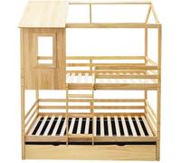 MueMue Litera + cama de arrastre madera pino 90x190/90x190cm