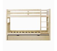 MUEMUE Litera + Cama elevable Madera Blanco Lavado 90x190cm