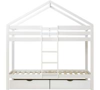 MueMue Litera casita + 2 cajones madera blanco 90x190/90x190cm
