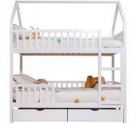 MueMue Litera casita + 2 cajones madera blanco 90x190/90x190cm