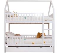 MueMue Litera casita + cama de arrastre madera blanco 90x190/90x190cm