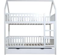 MueMue Litera casita + cama elevable madera blanco 90x190/90x190cm