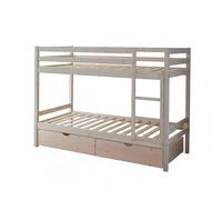 MUEMUE Litera Infantil + 2 cajones Madera Blanco Lavado 90x190/90x190cm