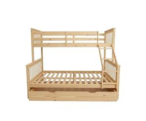 MUEMUE Litera Triple + cajón almacenaje Madera Pino 135x190/90x190cm