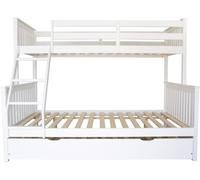 MUEMUE Litera Triple + Cama de Arrastre Blanco Madera 135 cm
