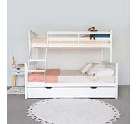 MueMue Litera triple + cama de arrastre blanco madera 135 cm