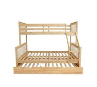 MUEMUE Litera Triple + Cama de Arrastre Madera Pino 135x190/90x190cm