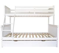 MueMue Litera triple + cama elevable blanco madera 135 cm