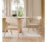 muenfly Juego de 2 sillas de comedor plegables de madera maciza, plegables, ahorro de espacio, lino transpirable, con reposabrazos, confort, para comedor, salón, cafetería, beige