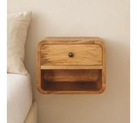 muenfly Mesita de noche flotante con cajón que ahorra espacio - Mesa de pared de madera maciza para más espacio de almacenamiento en el dormitorio