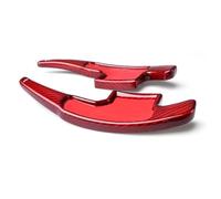MUEOSI 2 Piezas, for Ford, for Mustang, 2015 2016 2017, extensión de Palanca de Cambios for Volante de Coche, Fibra de Carbono Real roja Levas de Cambio para Coche