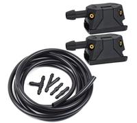 MUEOSI Boquillas de Chorro de Agua Ajustadas de 4 vías for Coche, universales, montadas en un Brazo de 8/9mm, limpiaparabrisas, con Tubo de Manguera de Bomba Boquilla lavaparabrisas(Nozzle and Hose)