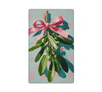 Muérdago con lazo rosa de una sola palanca en blanco para interruptor de luz, cubierta decorativa de 1 banda para cocina, cuarto de baño, tamaño 11,4 x 7 cm