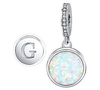 MUERDOU Abalorio de ópalo con letra inicial para pulseras y collares Pandora, dijes mayúsculas A-Z, regalos para mujeres y niñas, Cristal, Circonita cúbica