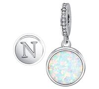 MUERDOU Abalorio de ópalo con letra inicial para pulseras y collares Pandora, dijes mayúsculas de la A a la Z, regalos para mujer y niña, Cristal, Circonita cúbica