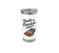 Muerte por chocolate que vale la pena Halloween divertido Vaso térmico de acero inoxidable de doble pared