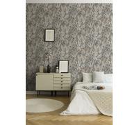 Livingwalls Papel pintado 396533 con hojas de palmera en gris, beige, crema - papel pintado floral de alta calidad con diseño para sala de estar - 10,05m x 0,53m - Fabricado en Alemania