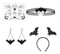Muestra tu look de Halloween con este versátil juego de aretes, diadema y cuello, cómodo tocado de tela para decoración navideña
