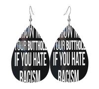 Muéstrame tu trasero si odias el racismo Pendientes de cuero, decoración de ropa, adecuados para fiestas de festivales, días festivos y vida cotidiana
