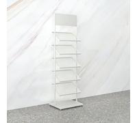 Muestrario de materiales de construcción Expositor vertical de azulejos, soporte de cerámica metálica de 5 niveles, organizador de paneles de madera, capacidad de 50 kg/110 lb(White,S)