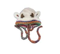 Mütze Damen Winter Strickmütze mit Plüschgeweih Fleecefutter Wintermütze Winddichte Weihnachtsmütze Warm Damenmützen mit Ohrenklappen Bunte Mützen Süße Gestrickte Damenmütze, beige, Talla única