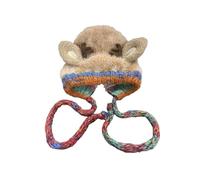 Mütze Damen Winter Strickmütze mit Plüschgeweih Fleecefutter Wintermütze Winddichte Weihnachtsmütze Warm Damenmützen mit Ohrenklappen Bunte Mützen Süße Gestrickte Damenmütze, 01-caqui, Talla única