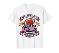 Muévete a un Lado Chico Deja Que Una Chica Te Muestre Cómo Jugar Flag Football Camiseta gráfica económica, Hombre, Blanco, S
