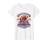 Muévete a un Lado Chico Deja Que Una Chica Te Muestre Cómo Jugar Flag Football Camiseta gráfica económica, Mujer, Blanco, M