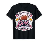 Muévete a un Lado Chico Deja Que Una Chica Te Muestre Cómo Jugar Flag Football Camiseta gráfica económica, Hombre, Negro, M